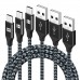 USB C Cable 1m 3.3ft, HANKN Nylon Braided USB Type C Cable 3A Fast Charging USB-C Metal Cord Data Sync Charger Cables for Samsung Galaxy Note Pixel PS5 Controller Switch Powerbank, Black